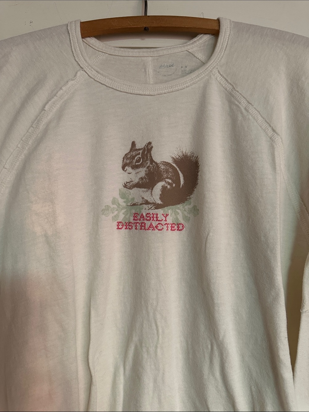 Aerie Long Sleeve Squirrel Graphic - "Easily Distracted" - Size M